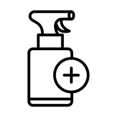 personal hand hygiene, medical disinfection spray, disease prevention and health care line style icon