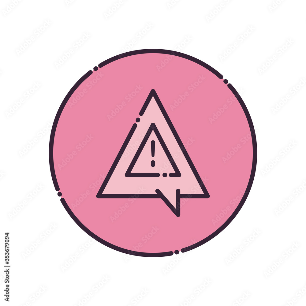 Poster communication bubble with exclamation mark fill style icon vector design