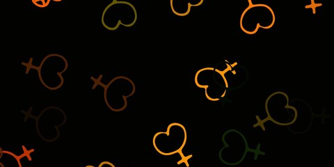 Light Green, Yellow vector pattern with feminism elements.