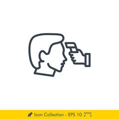 Temperature Check (Thermometer Gun) Icon / Vector - In Line / Stroke Design