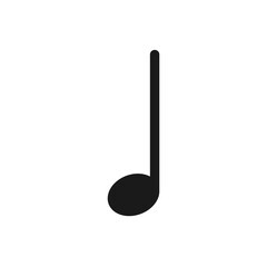 Simple music note vector icon isolated on white background. 
