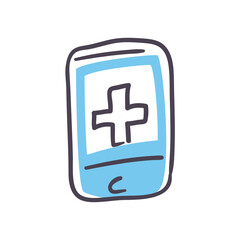Obraz premium Cross inside smartphone fill style icon vector design