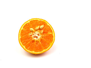 Oranges, sliced fruit on a white background High in vitamin C and anti-oxidants