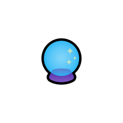 Crystal Ball Vector Icon. Isolated  Cartoon Style Emoji, Emoticon  Illustration	