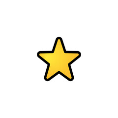 White Medium Star Vector Icon. Golden Star Isolated Cartoon Style Emoji, Emoticon Galaxy Illustration	