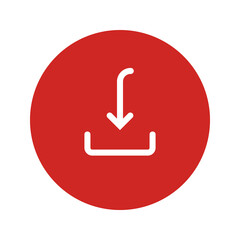 Download content icon. Downloading media symbol. User interface button. Down. Curved arrow for multimedia navigation. Networking. Sign for web and mobile app. Simple arrow to base. Vector.