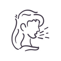 Avatar woman with dry cough line style icon vector design