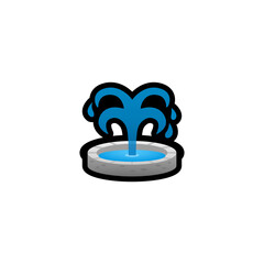 Fountain Vector Icon. Isolated Waterfall Cartoon Style Emoji, Emoticon Flowing Illustration	