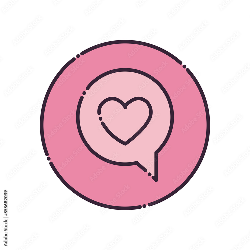 Poster communication bubble with heart fill style icon vector design