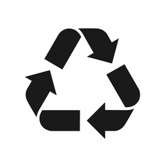 Black recycle flat sign. Ecological concept vector illustration isolated on white background.