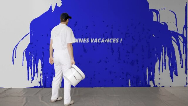 bonnes vacances peintre mur bleu