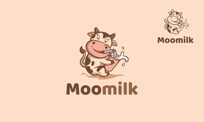 Moo Milk Vector Logo Cartoon Character. This logo ideal for food logo, milk or cheese product, ice cream product, yogurt product. and others. It’s also excellent for print, Website, or other medias. 