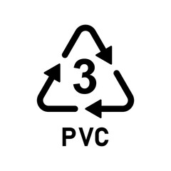 Plastic recycle symbol PVC 3 vector icon. Plastic recycling code PVC 3.