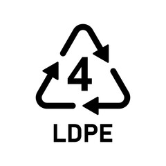Plastic recycle symbol LDPE 4 vector icon. Plastic recycling code LDPE 4.
