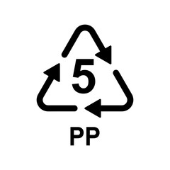 Plastic recycle symbol PP 5 vector icon. Plastic recycling code PP 5.