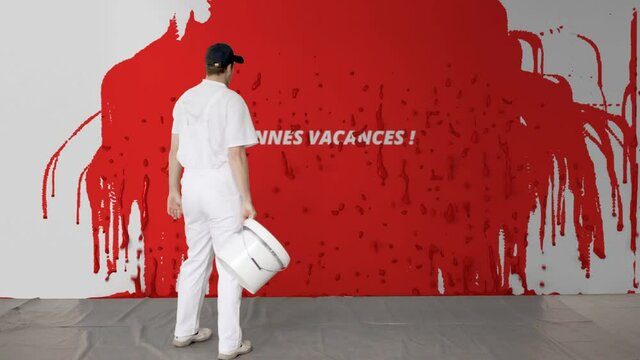 bonnes vacances peintre mur rouge