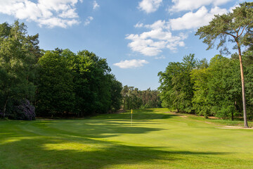 Herkenbosch, The Netherlands - May 27, 2020: The Green and fairway of Hole 6 of Golf & Country Club...