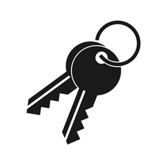 Keys icon vector. Flat black vector illustration on white background.