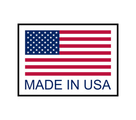 Made in USA vector logo, vector label set. US icon with American flag.Flag of the United States of America.