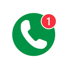 Phone vector icon. One missed call vector icon isolated on white background. 