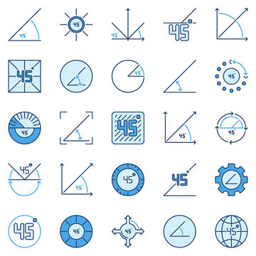 45 Degree colored icons collection - vector 45 Degrees Angle concept signs