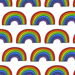 rainbow doodle pattern, vector illustration
