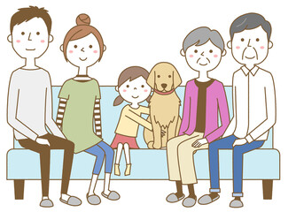 家族　三世代　ソファー