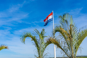 paraguay, yhú, flag, sky, blue, national, red, pole, symbol, white, union, flags, usa, america, wind, banner, patriotism, union jack, country, flying, british, patriotic, stripes, waving, stars, natio