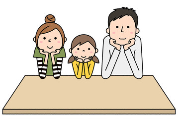 頬杖　家族　二世代