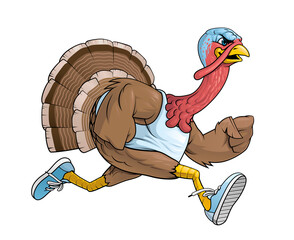 Cartoon turkey runner character