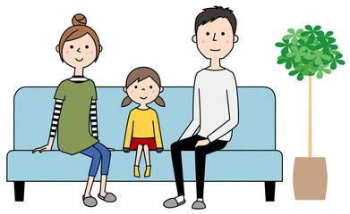 家族　二世代　ソファー