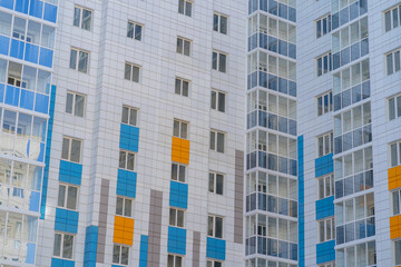 Fototapeta premium Modern apartment buildings on a sunny day. Facade of a modern apartment building. residential building modern apartment condominium architecture