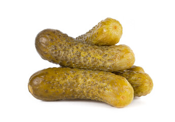 marinated pickled cucumbers isolated on white background