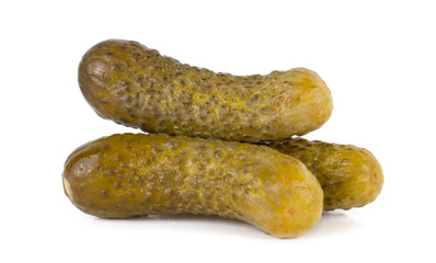 marinated pickled cucumbers isolated on white background