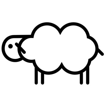 Icono plano ilustraci&oacute;n a l&iacute;nea de oveja