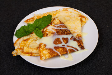 Pancake with condensed milk