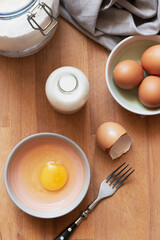 Ingredients preparation for homemade crepes