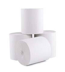 close up of a white toilet paper isolated on white background