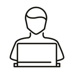 avatar using laptop online education and development elearning line style icon