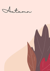 Autumn posters and postcards. Orange and red leaves for the background.