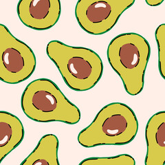 Alligator pear, exotic cut avocado seamless pattern