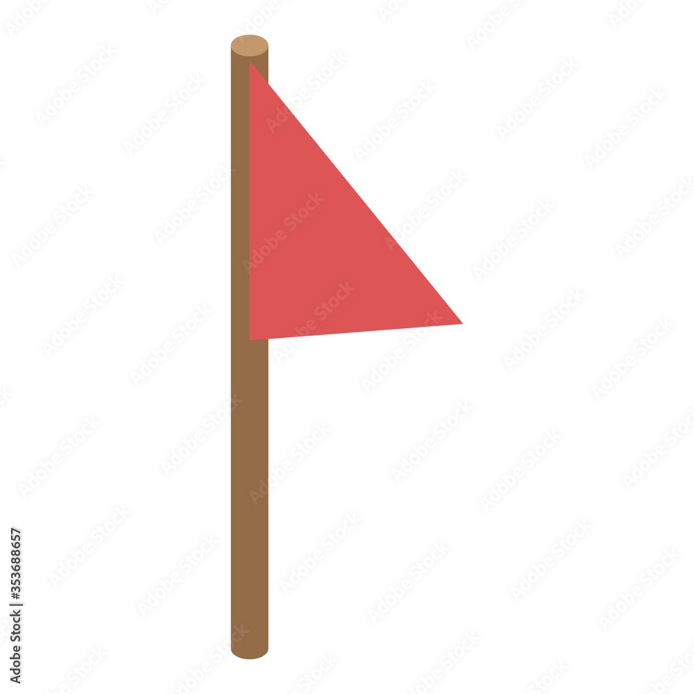 Poster red flag excursion icon. isometric of red flag excursion vector icon for web design isolated on whit