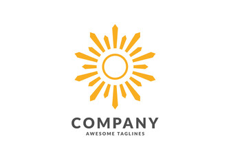 Creative geometric sun circle concept. rays out of arrows. Stock Vector illustration isolated on white background.