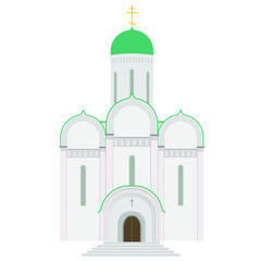 Church. Isolated vector color image of a white Christian Church on a white background. Orthodox Church. Flat style