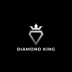 King diamond logo blue color vector design template - King Diamond Icon Logo Design Element - Abstract luxury, royal golden company logo icon vector design. Elegant crown, tiara, diadem premium