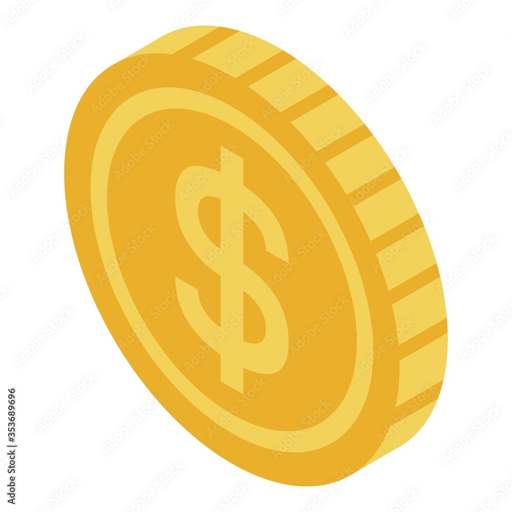 Poster dollar coin icon. isometric of dollar coin vector icon for web design isolated on white background