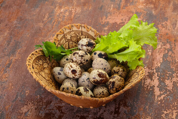 Quail eggs in the basket