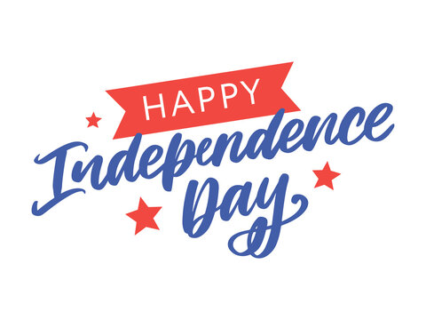 Happy Independence Day Greeting Card with Font. Vector illustration.