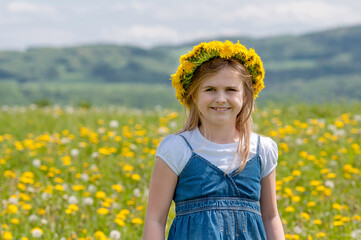 girl on a field of flowers