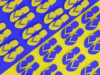 Flip-Flop Sandals in colorful flatlay pattern viewed from above